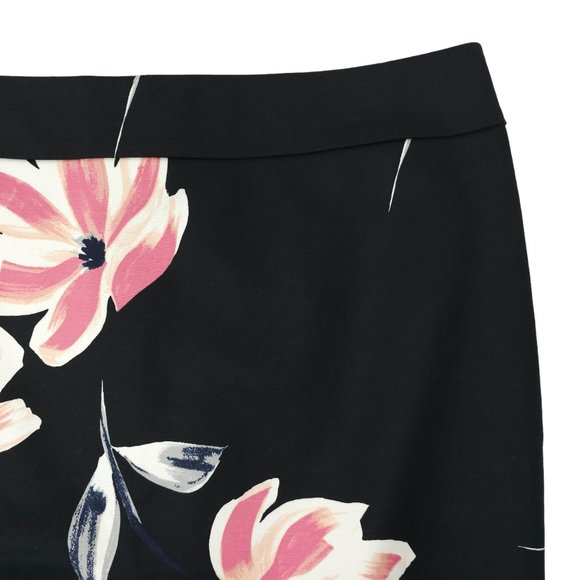 Ann Taylor Factory Floral Pencil Skirt Womens Sz 10 Black Pink Back Zip Slit NEW - Picture 11 of 16